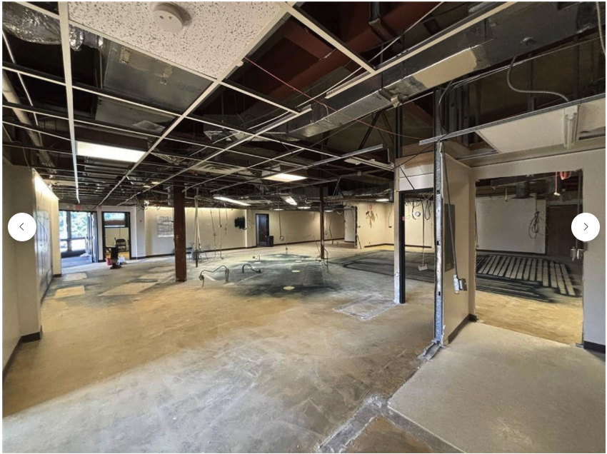 Interior renovation — large open space with doorways