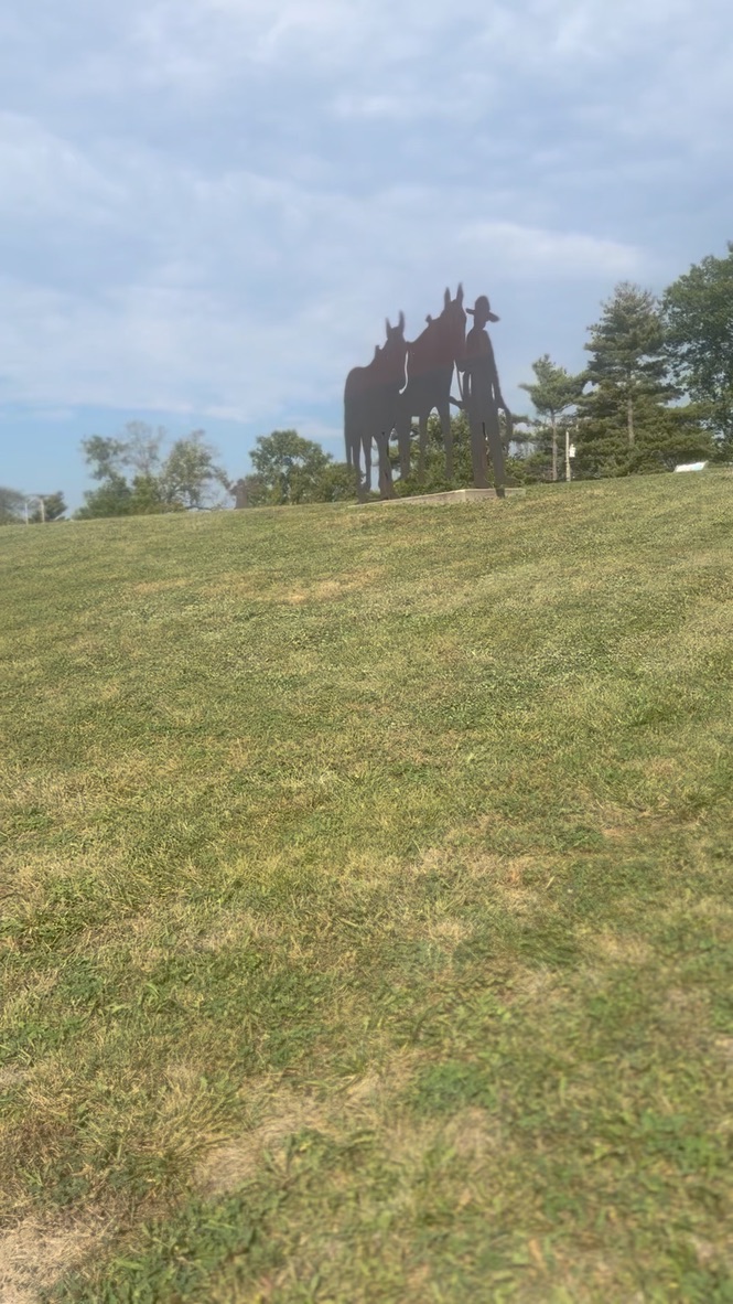 Neighboring property — decorative sculpture on hillside